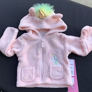 Girls Size 3-6 Months Glitter Pink Hooded Unicorn Hoodie Infant Baby Girl